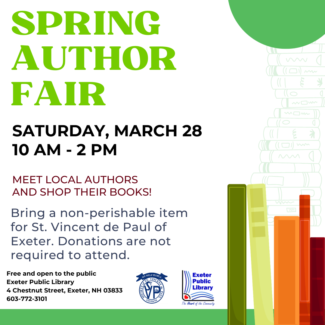 Spring Author Fair on Saturday, March 28 from 10 AM - 2 PM.