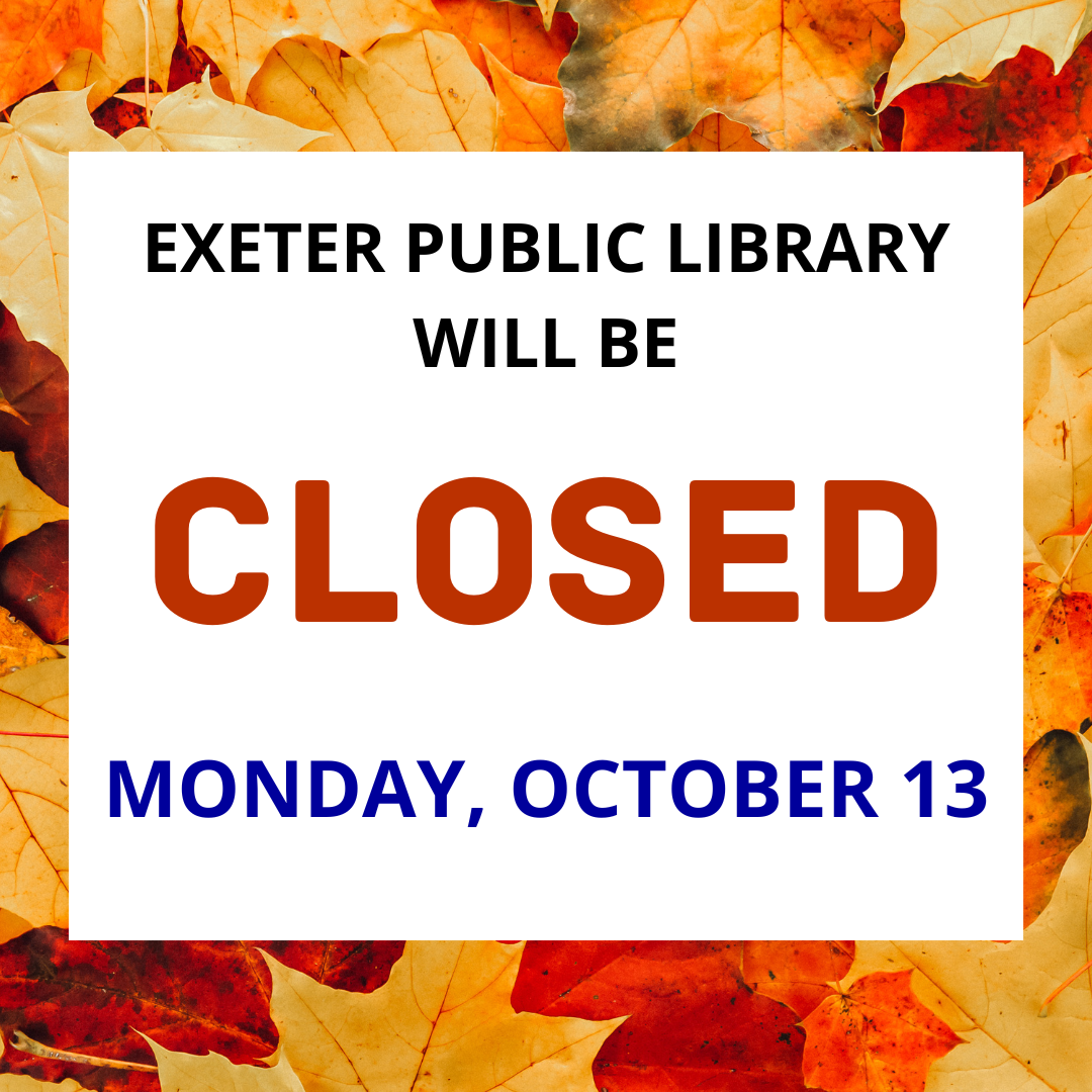 The library will be closed on Monday, October 13. The library will be closed on Monday, October 13.