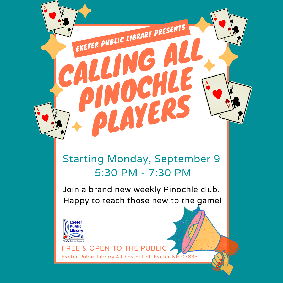 New Pinochle Club at the Library Starting Monday, September 9 at 5:30 PM