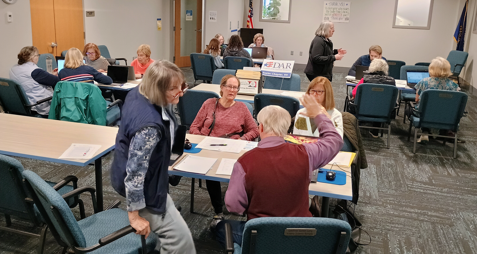 DAR Genealogy Workshop in the meeting room of the library. DAR Genealogy Workshop in the meeting room of the library.