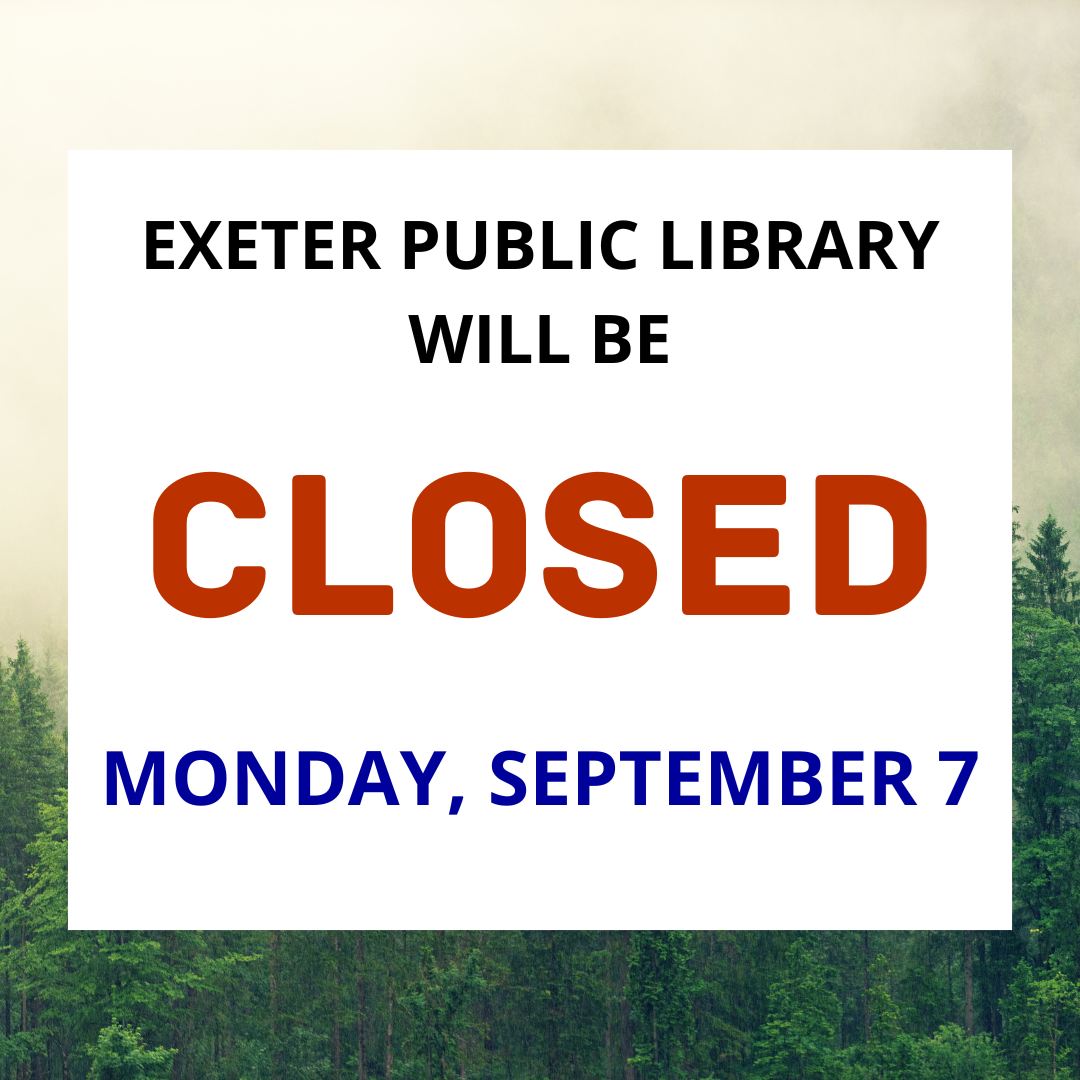 The library will be closed on Monday, September 7.