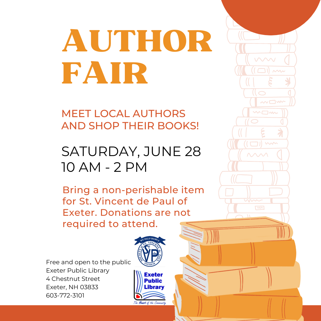 Author Fair on Saturday, June 28 at 10 AM - 2 PM.