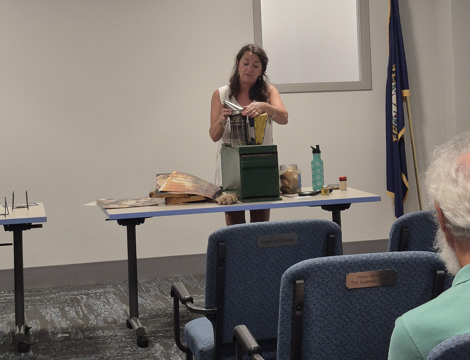 Diane Richards of the Seacoast Beekeepers' Association presenting in the Meeting Room of the Library.
