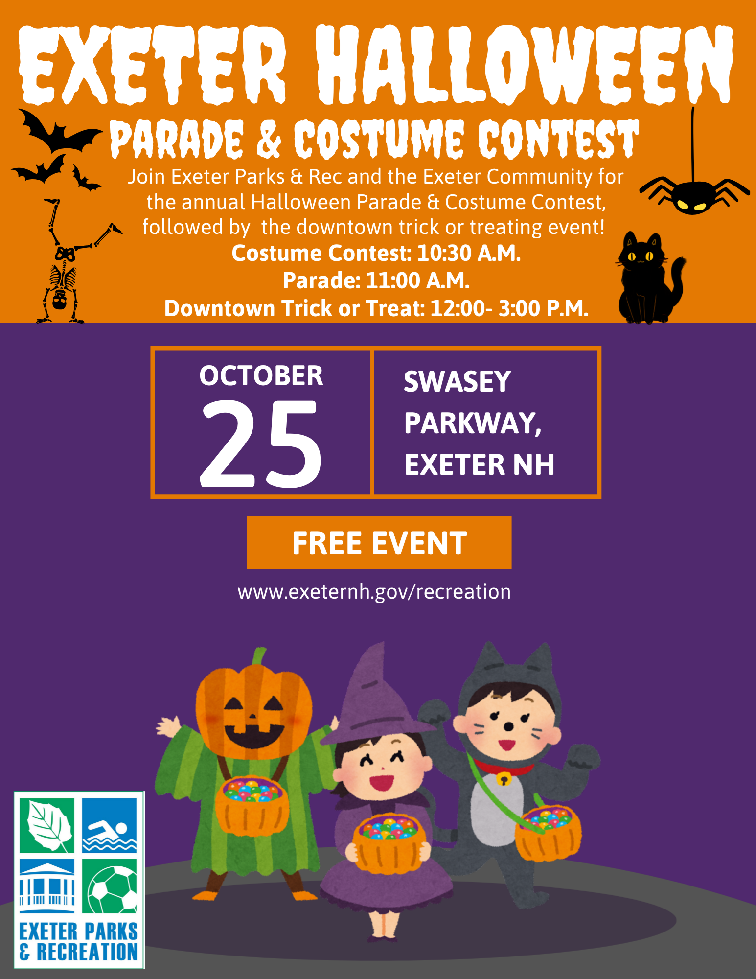 Exeter Halloween Parade & Costume Contest on Saturday, October 25. Exeter Halloween Parade & Costume Contest on Saturday, October 25.