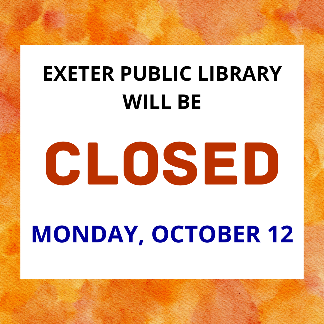 The library will be closed on Monday, October 12.