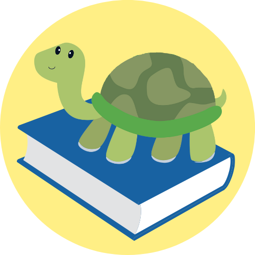 LC's Chapter Chasers Logo: a turtle balancing on a book LC's Chapter Chasers Logo: a turtle balancing on a book