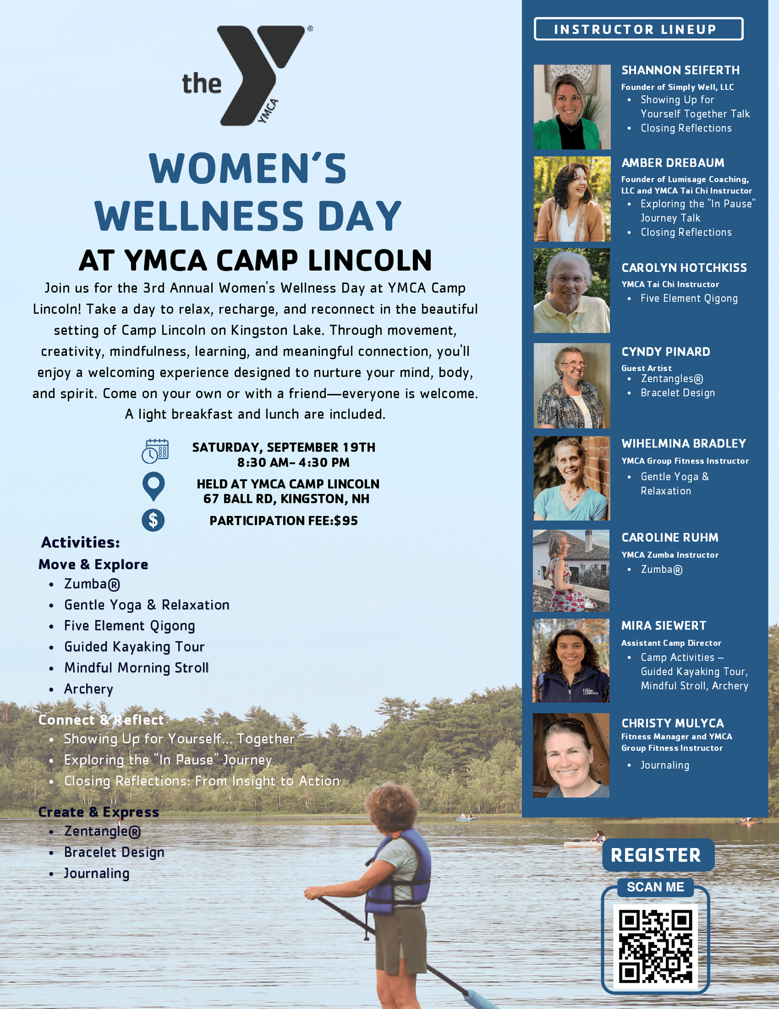 Women's Wellness Day at YMCA Camp Lincoln on 67 Ball Road, Kingston, NH on Saturday, September 19 from 8:30 - 4:30 PM.
