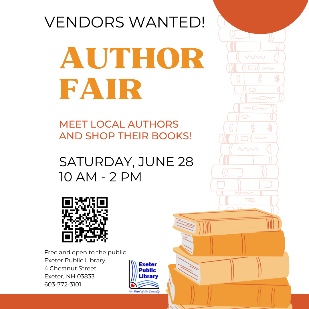 Author Fair on Saturday, June 28 at 10 AM - 2 PM.