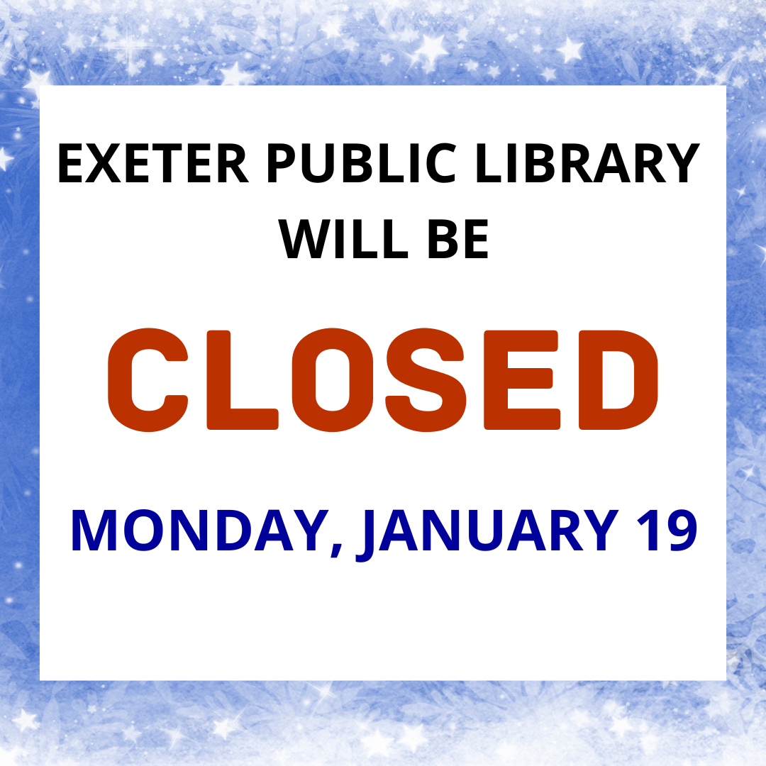 The library will be closed on Monday, January 19.