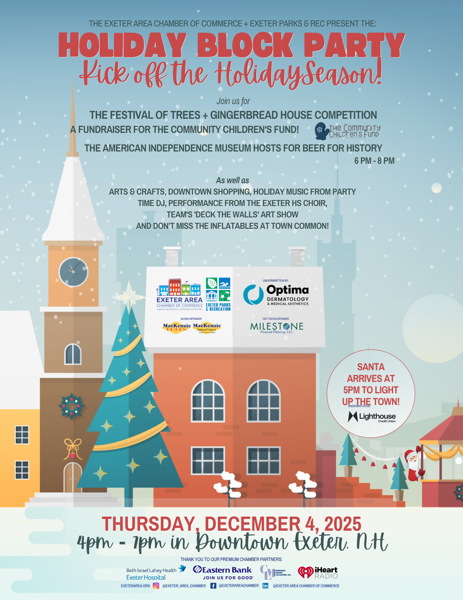 Holiday Block Party in Downtown Exeter from 4 PM - 7 PM. Holiday Block Party in Downtown Exeter from 4 PM - 7 PM.