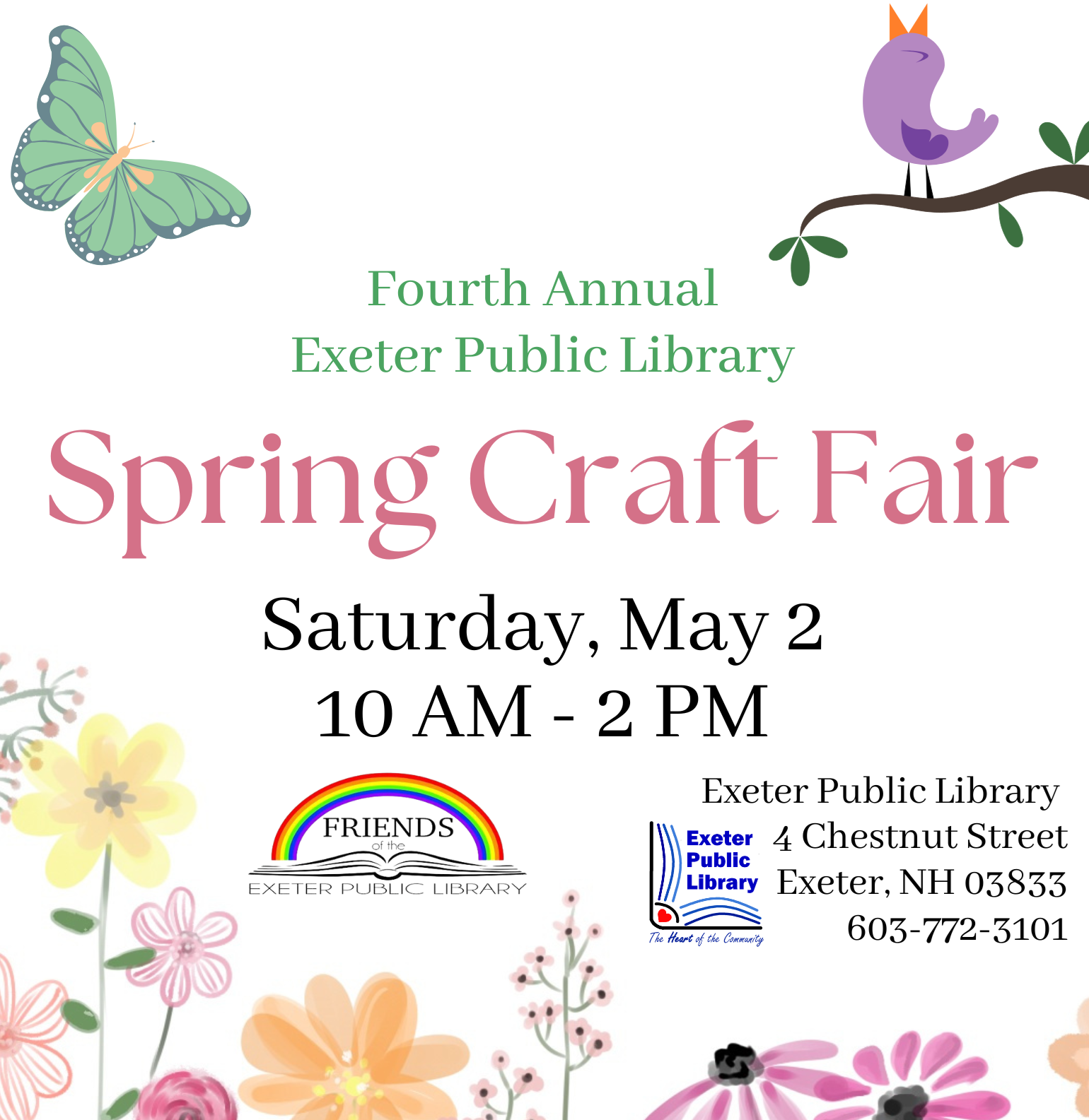 Spring Craft Fair on Saturday, May 2 from 10 AM - 2 PM.