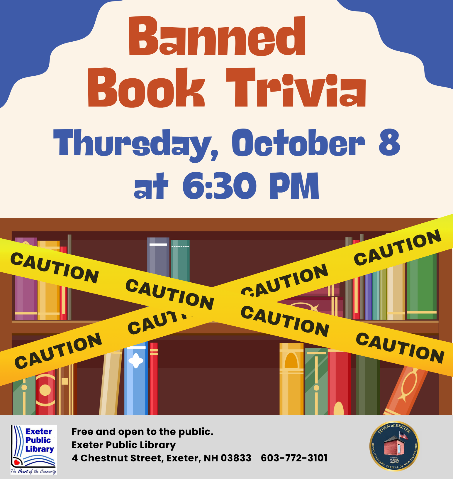 Banned Book Trivia on Thursday, October 8 at 6:30 PM.