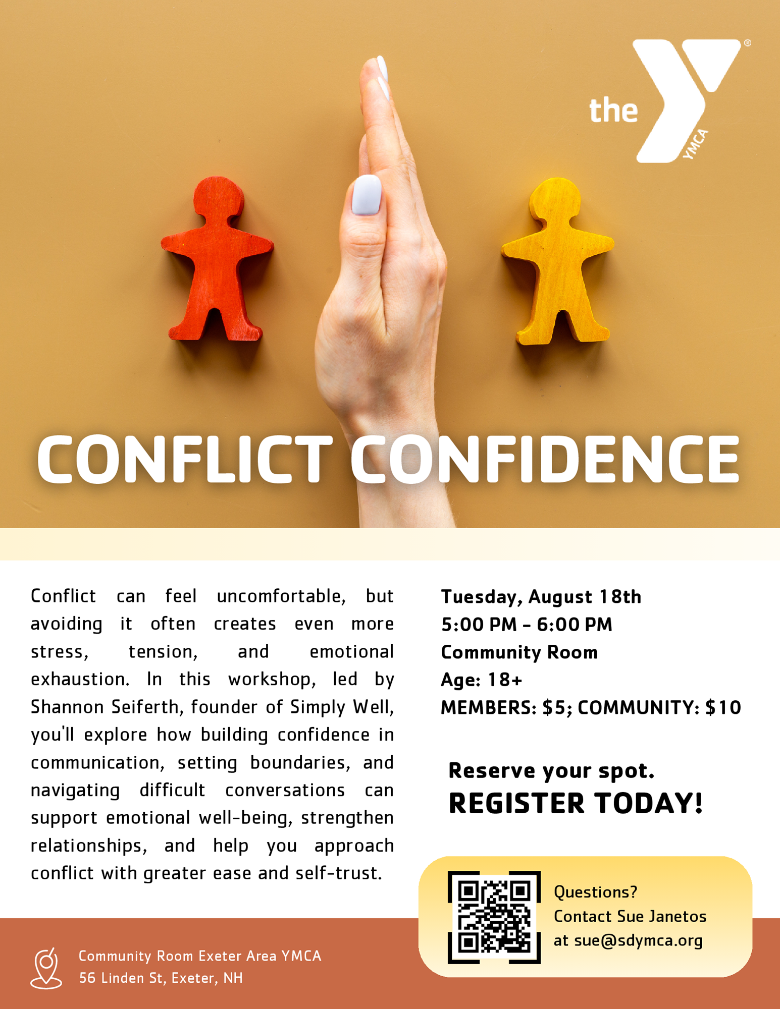 Conflict Confidence on Tuesday, August 18 at 5 PM.