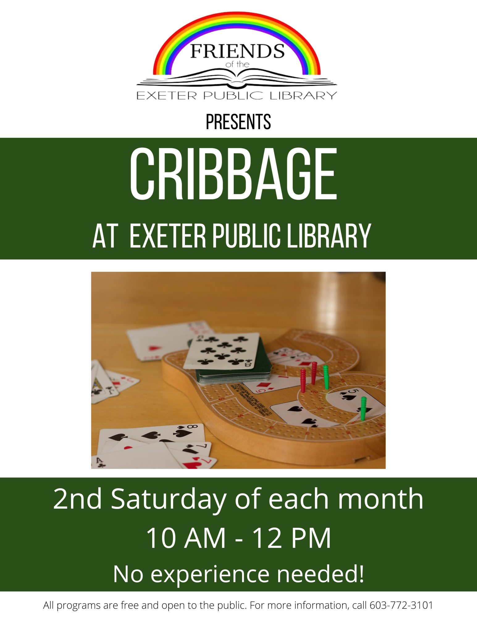 Cribbage 2nd Saturday of each month 10 AM - 12 PM