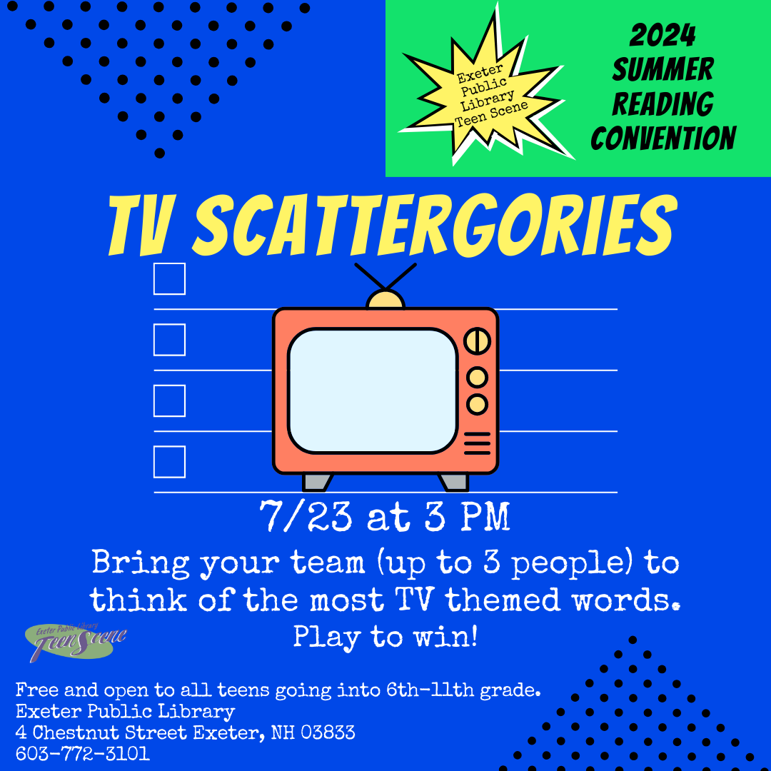 Teen Summer Reading Play TV Scattergories July 23 at 3 PM