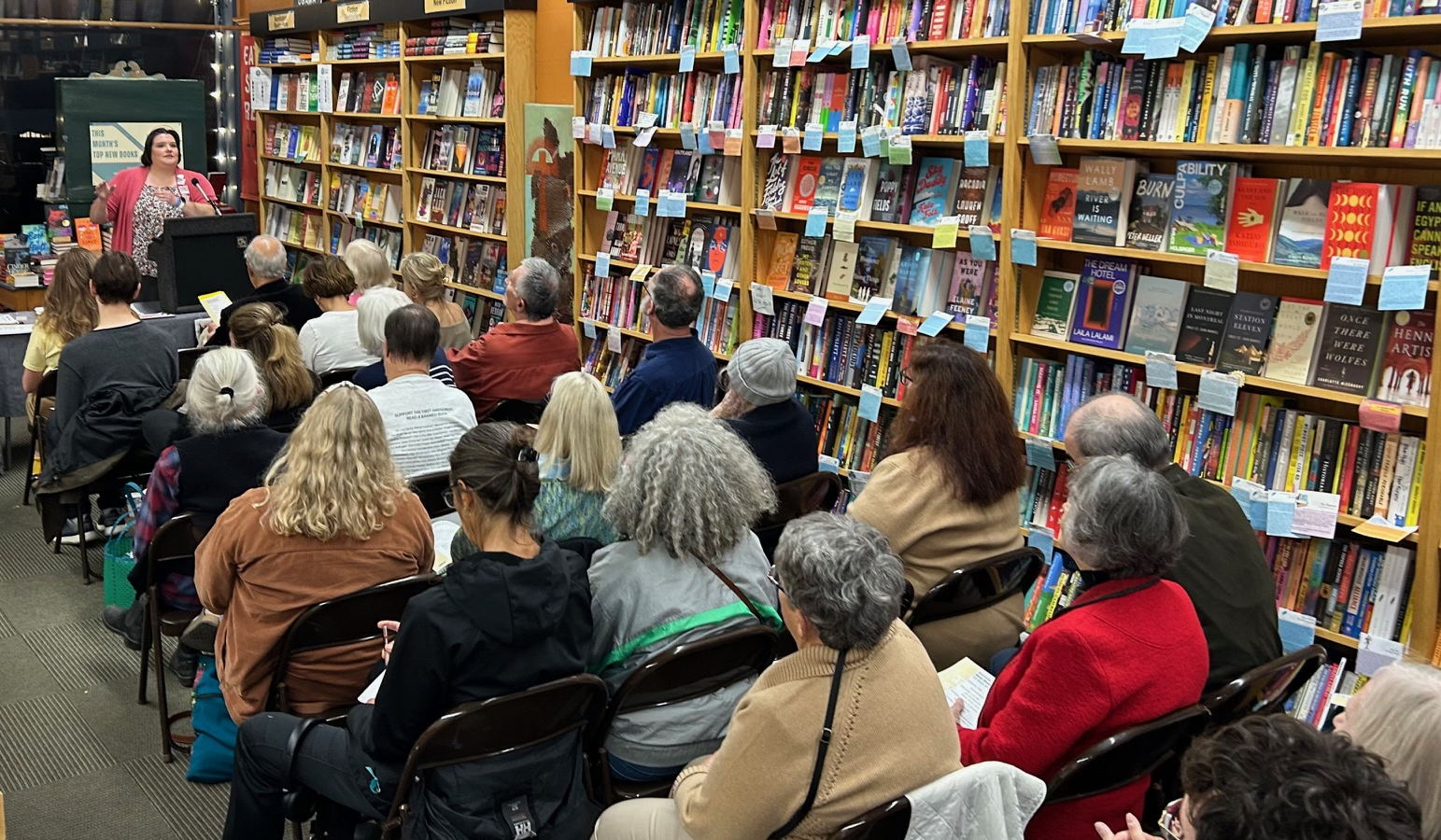 Julia speaking at Water Street Bookstore