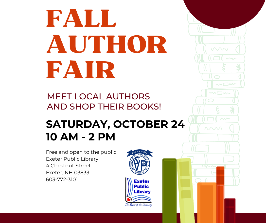Fall Author Fair on Saturday, October 24 from 10 AM - 2 PM.