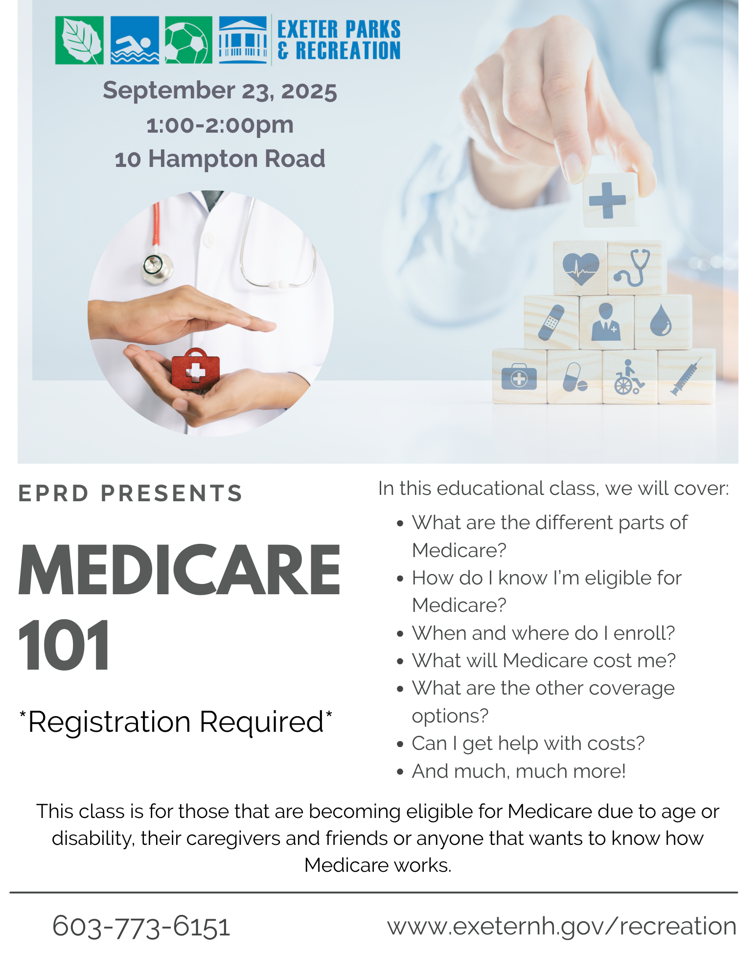 Understanding Medicare on Tuesday, September 23 at 1 PM.