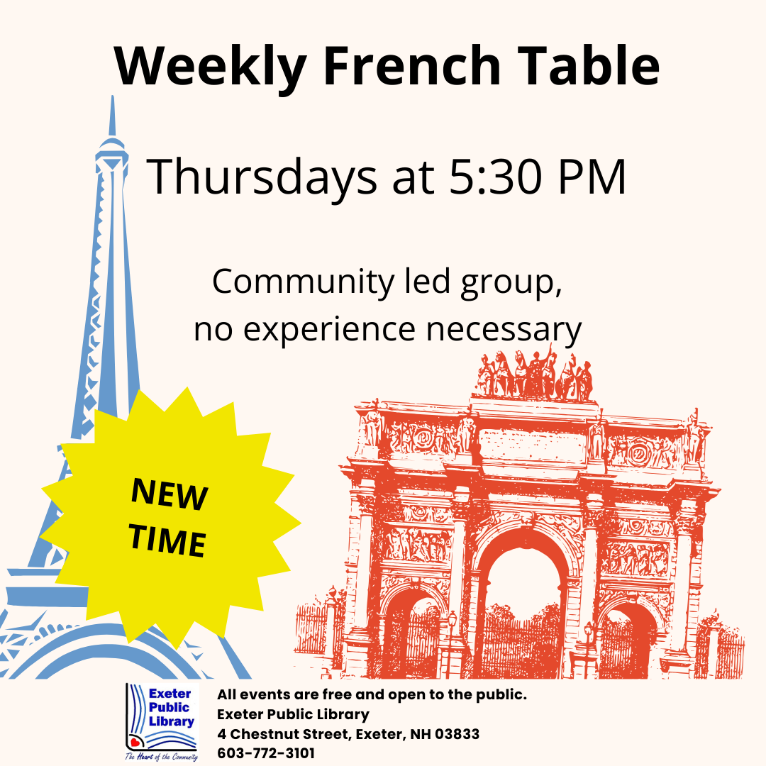 Starting Thursday, December 4, French Table will begin at 5:30 PM.