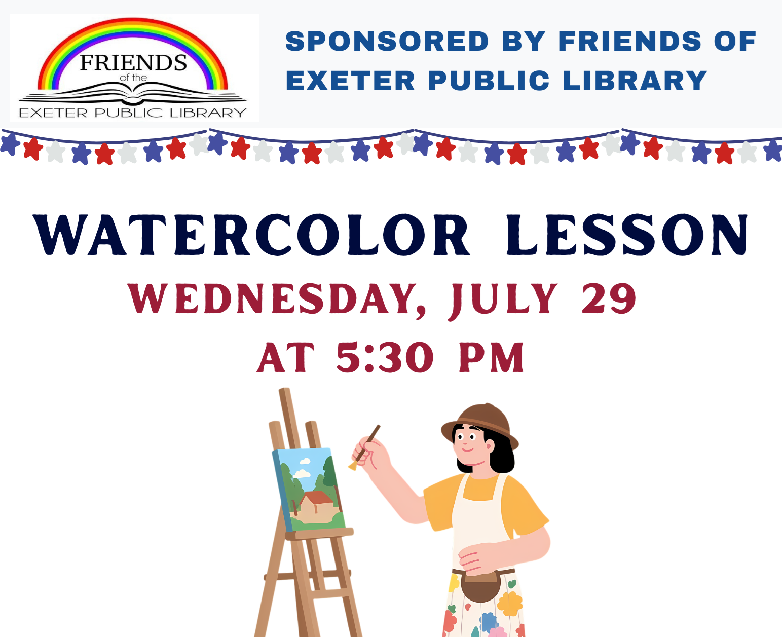 Adult Summer Reading: Watercolor Lesson on Wednesday, July 29 at 5:30 PM.