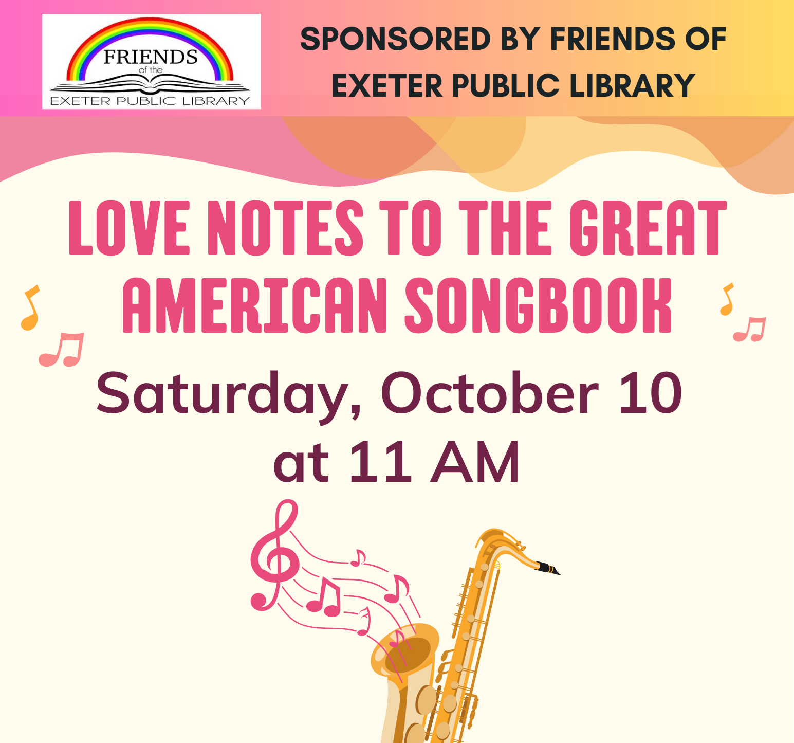Love Notes to the Great American Songbook Jazz Performance on Saturday, October 10 at 11 AM.