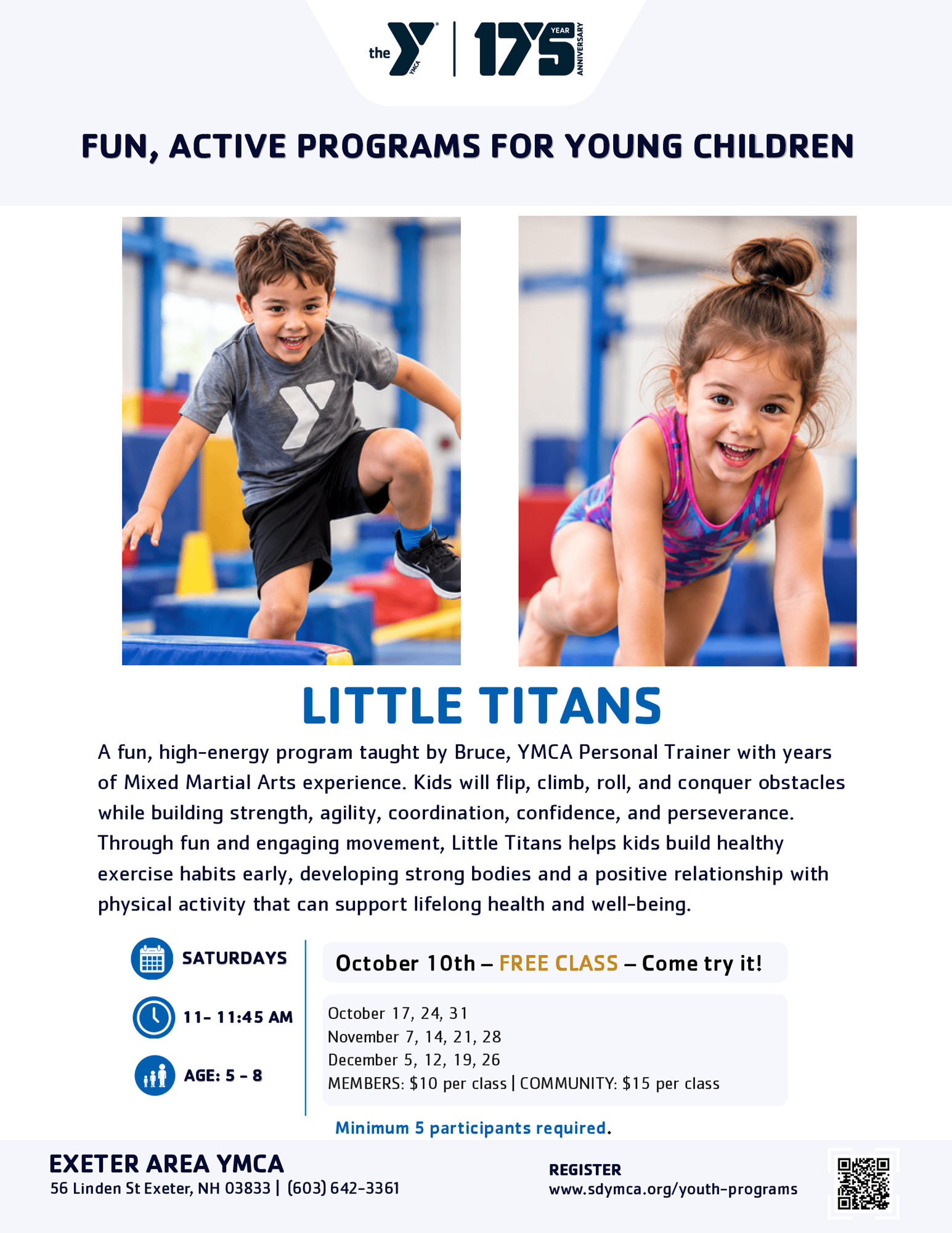 Little Titans Fall Program for Ages 5-8 at the YMCA