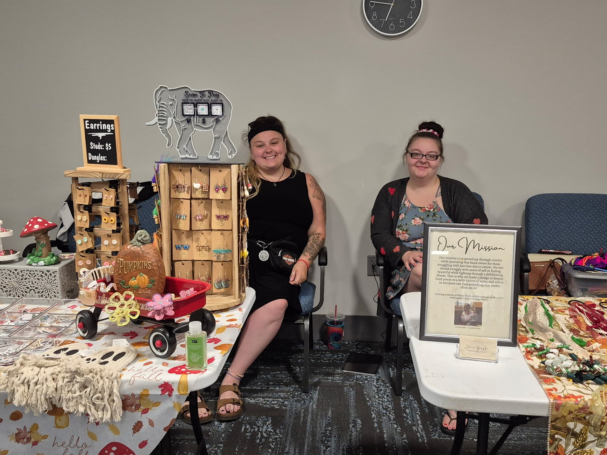 Vendors selling jewelry and other crafts on the mezzanine floor of the library