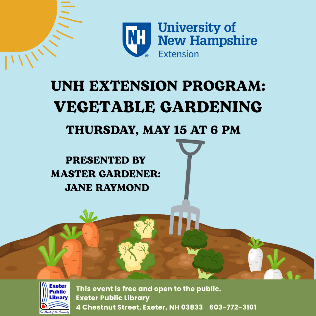 Vegetable Gardening on Thursday, May 15 at 6 PM. Vegetable Gardening on Thursday, May 15 at 6 PM.