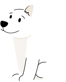 Illustration of a white dog sitting