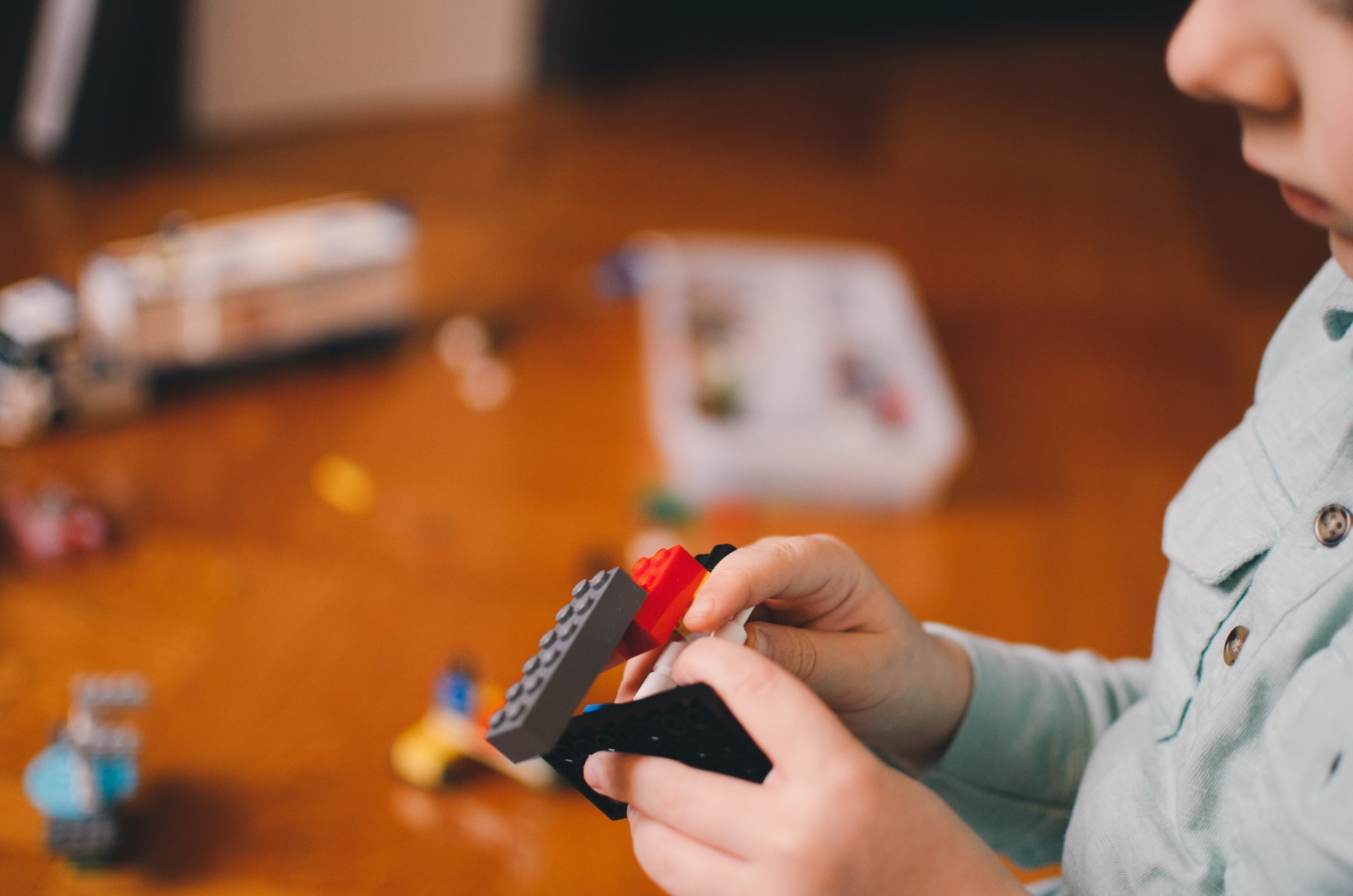 Child Playing with Building Blocks