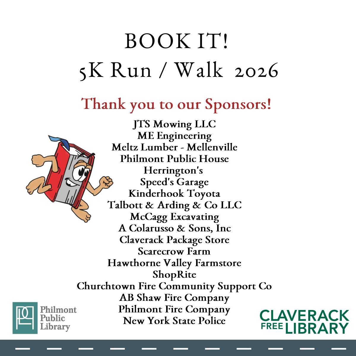 List of business sponsors for 2026 Book It! race