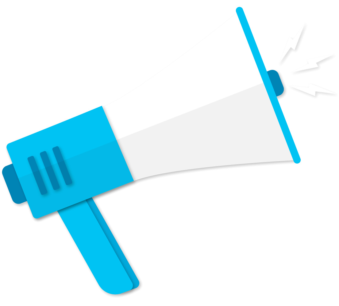 Icons - Megaphone Speak Out Loud Talk Banned Books - Blue White