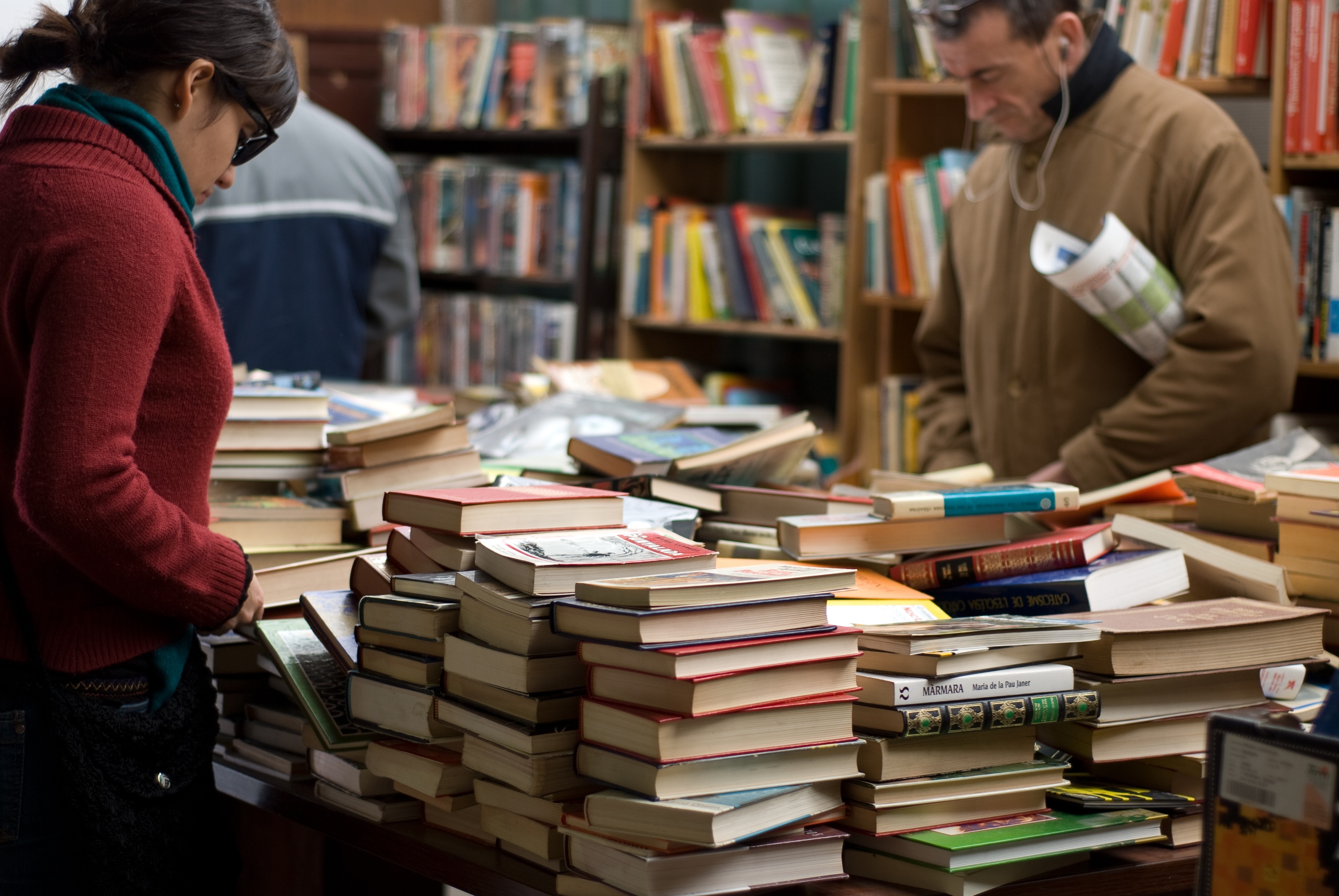 People Shopping at a Book Sale