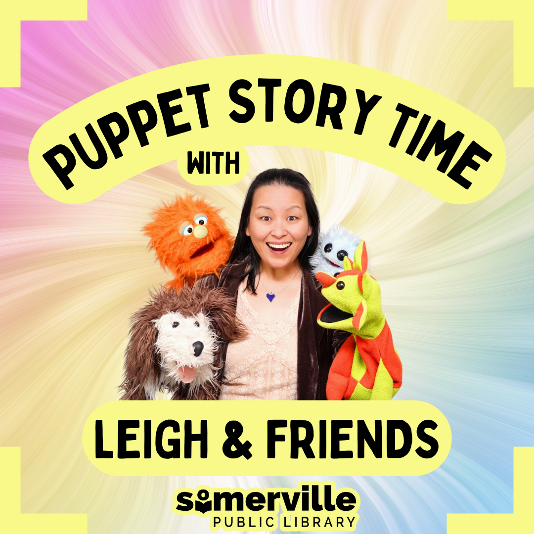 Transcript: Puppet story time with Leigh and friends.