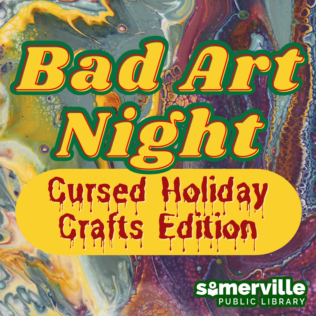 Transcript: Bad art night. Cursed holiday crafts edition.