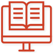 Icons - Computer Screen with Open Book Outline - Red
