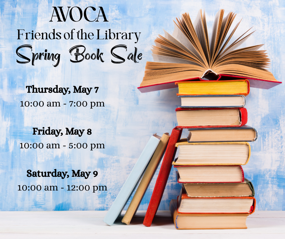 Book Sale Thursday, May 7 10:00 am - 7:00 pm Friday, May 8 10:00 am - 5:00 pm Saturday, May 9 10:00 am - 12:00 pm