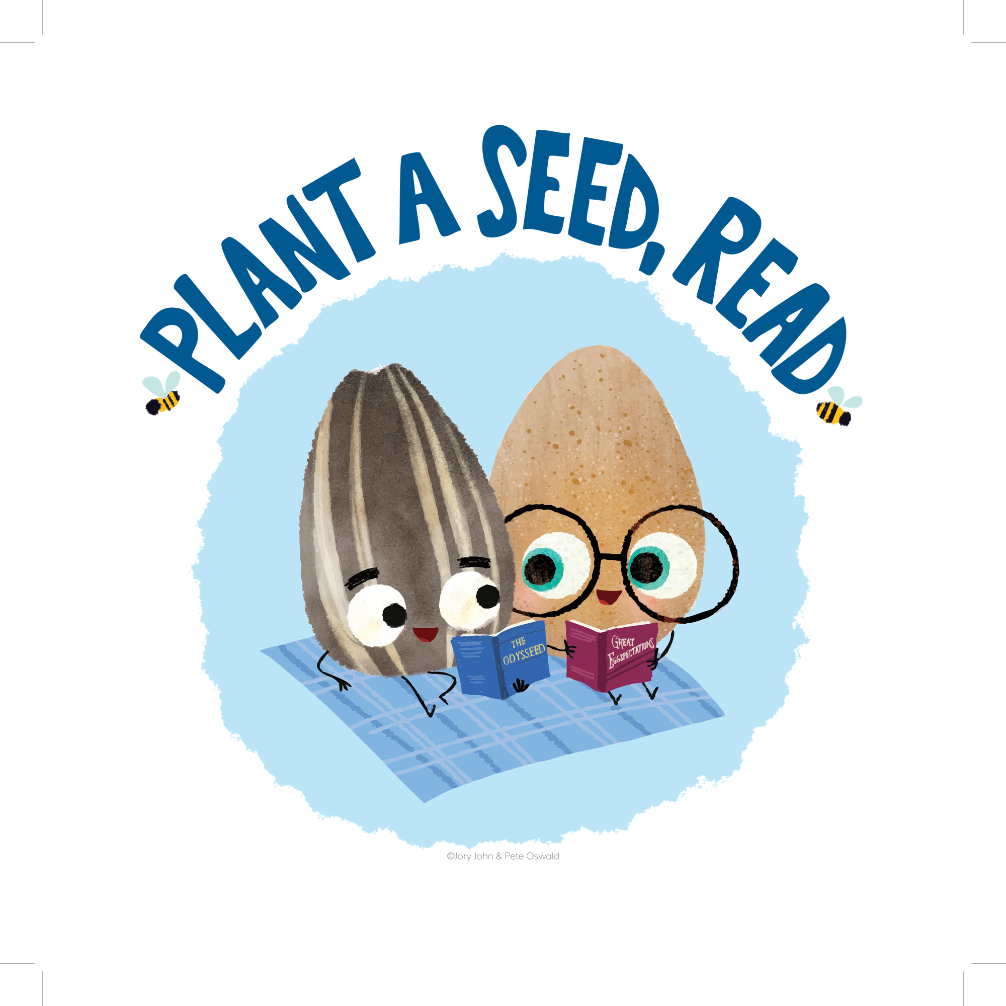 two seeds with glasses reading books