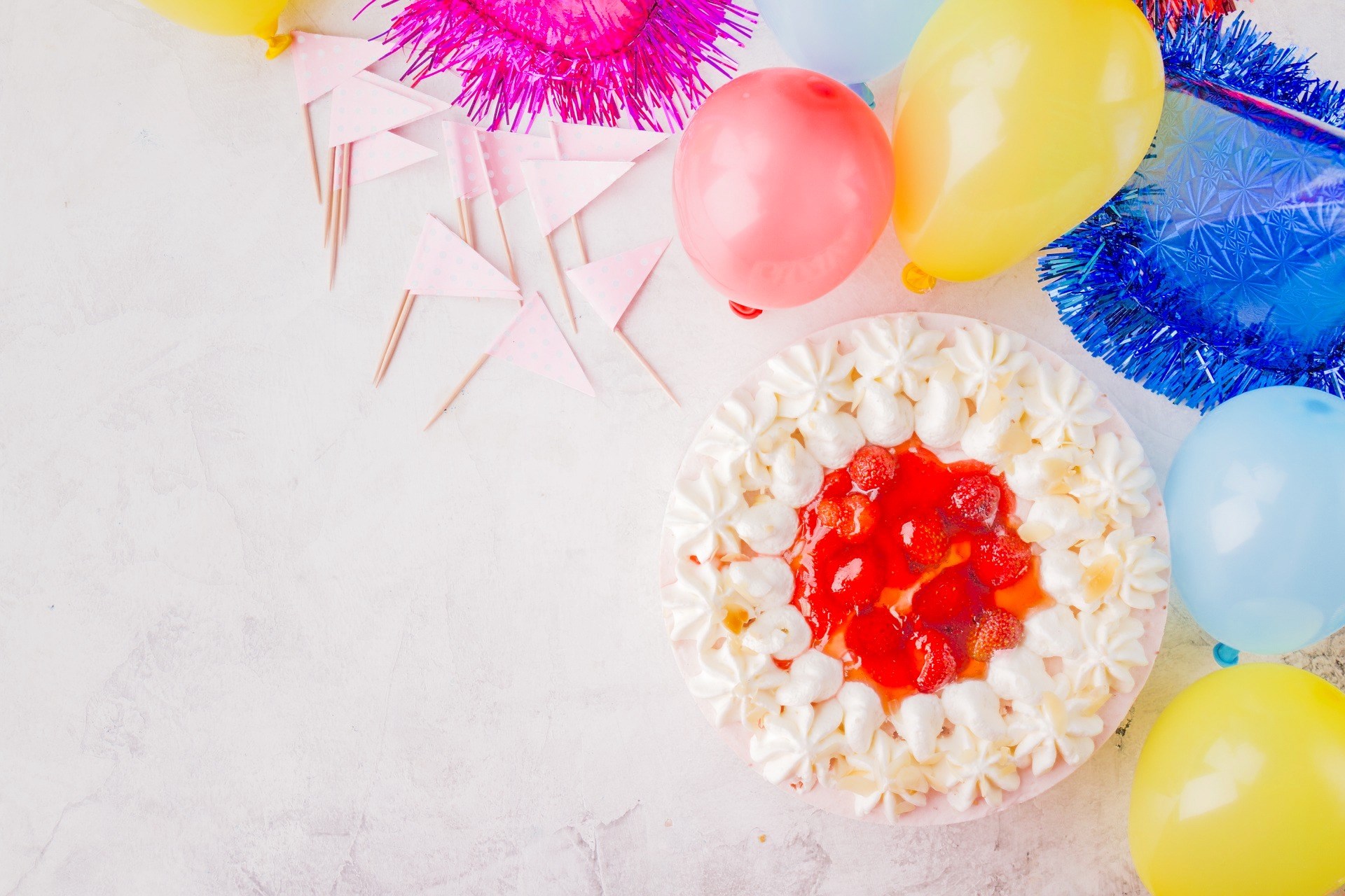 Birthday party cake celebration background balloons anniversary