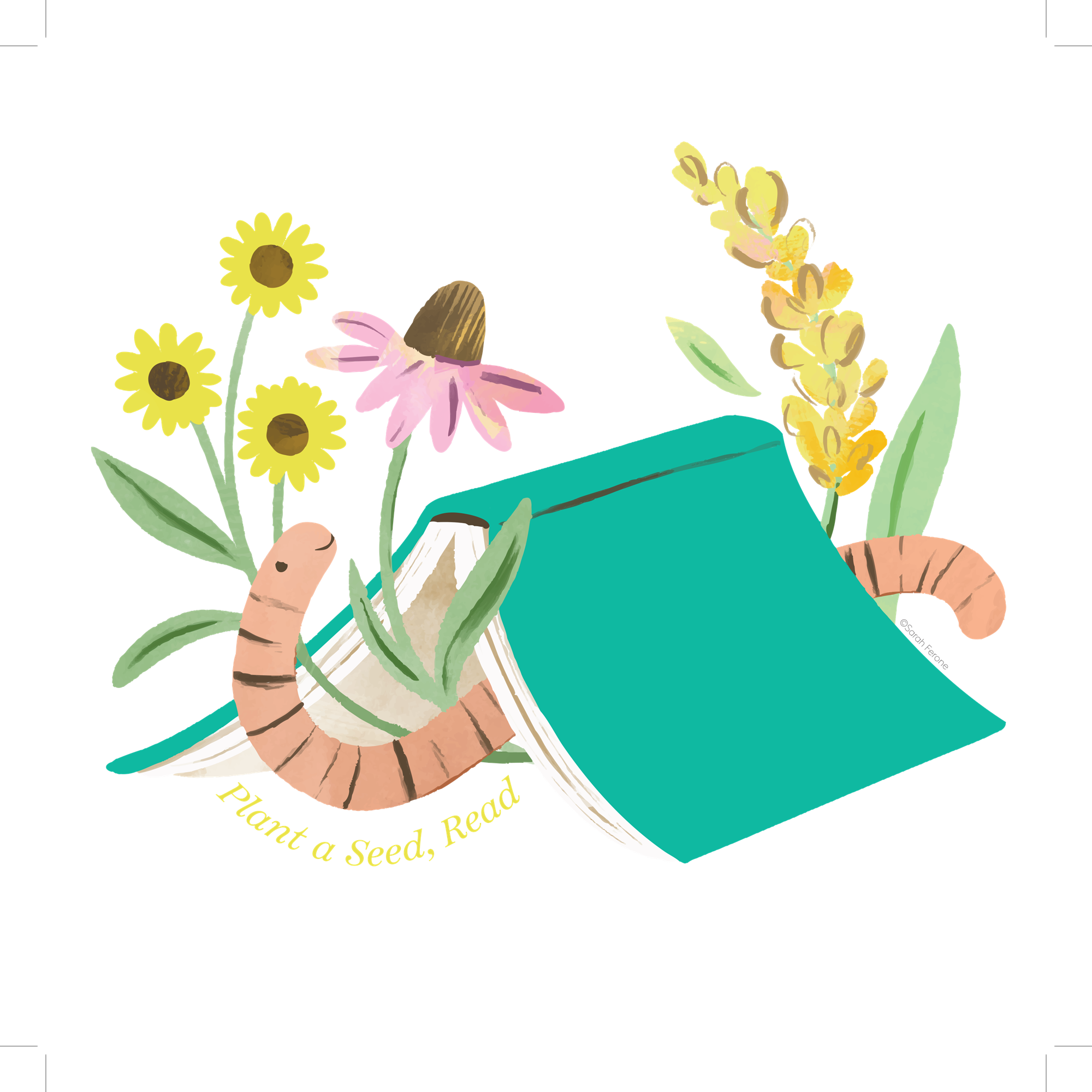 a worm under a teal book