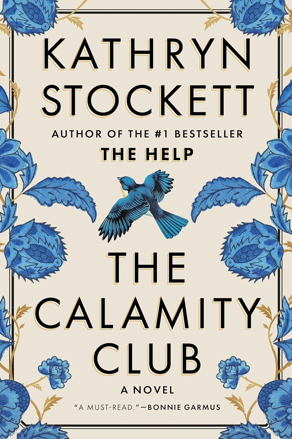 book cover with blue flowers and bird