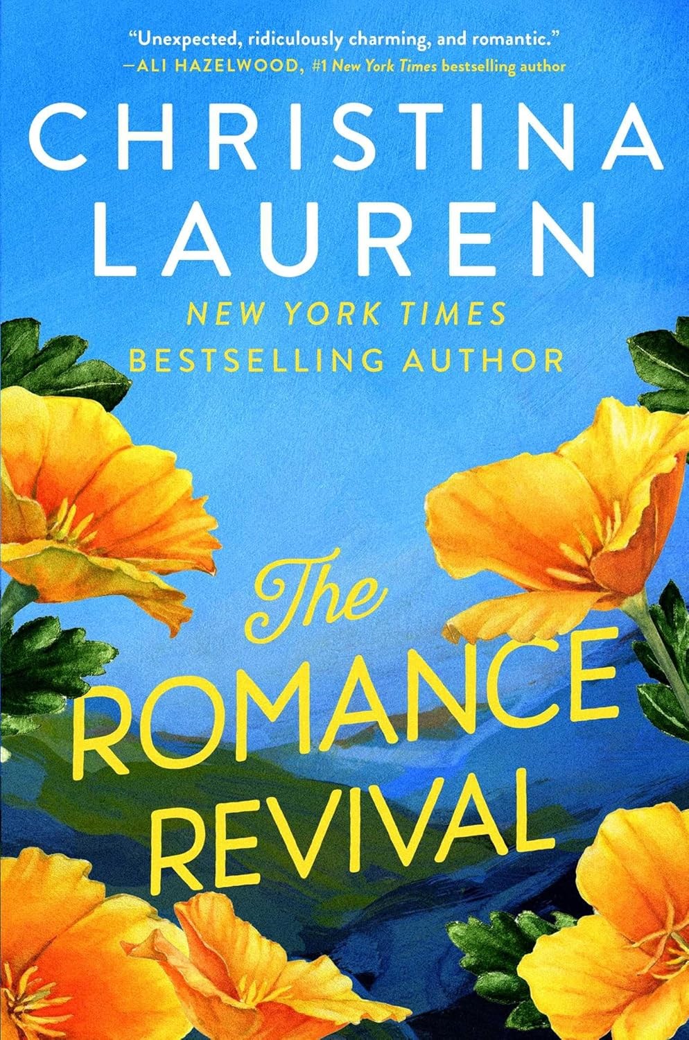 book cover with yellow flowers on a blue background
