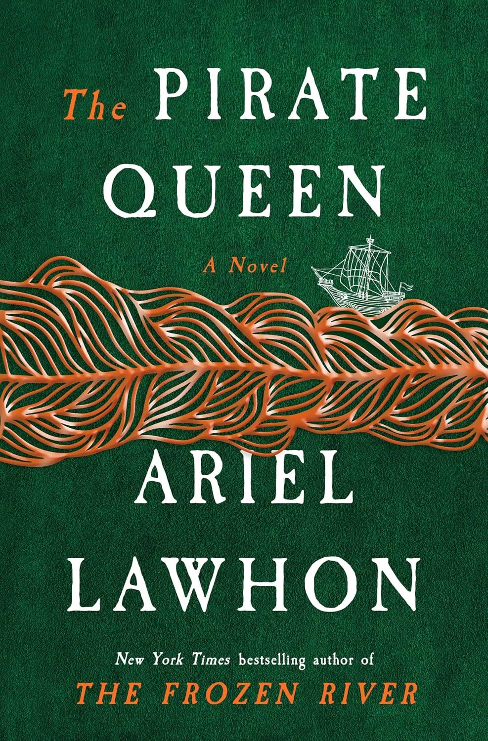a sailing ship on a green background