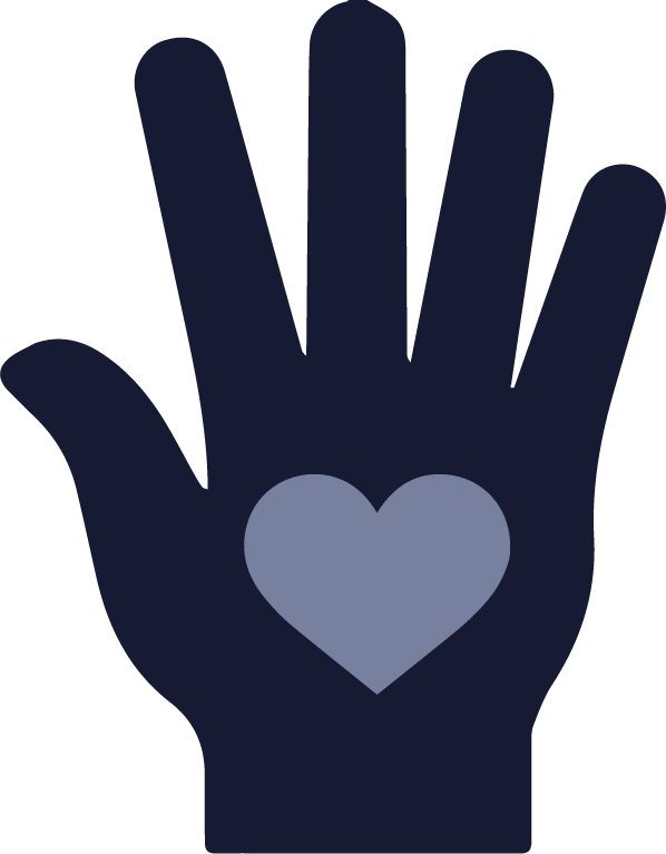 Icons - Hand with Heart - Dark Blue