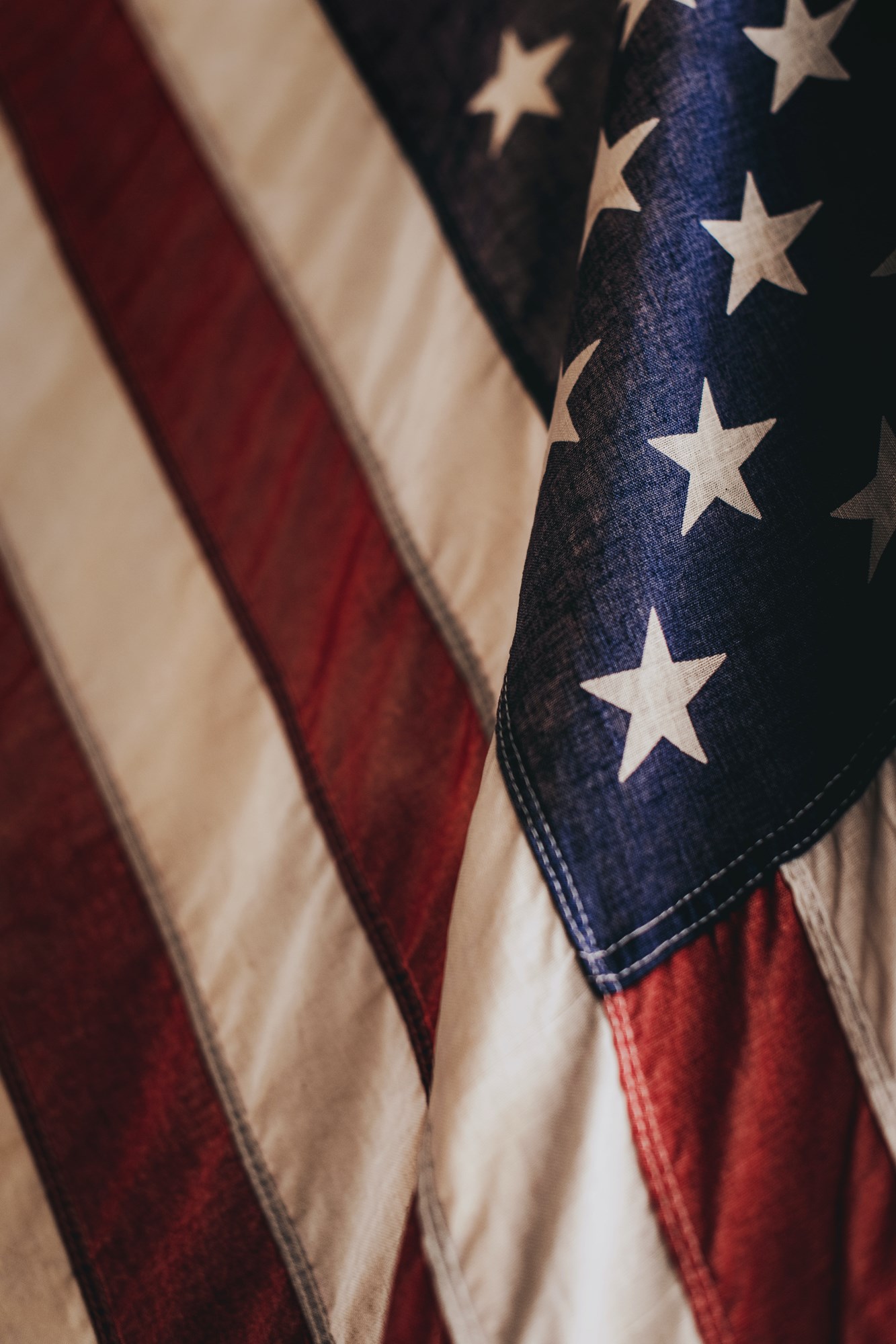 Close Up of American Flag with Dark Filter