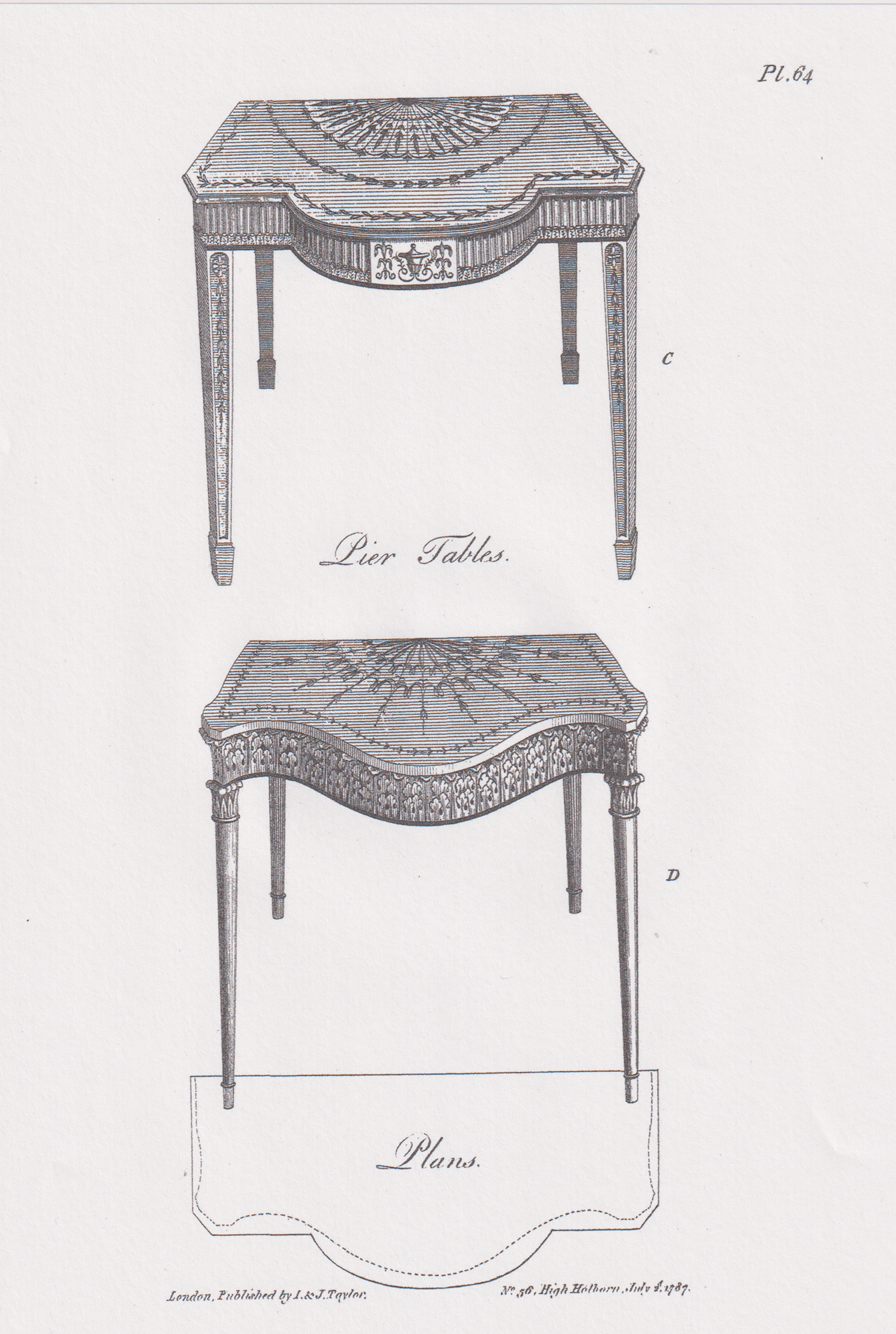 line drawing of two pier table plans