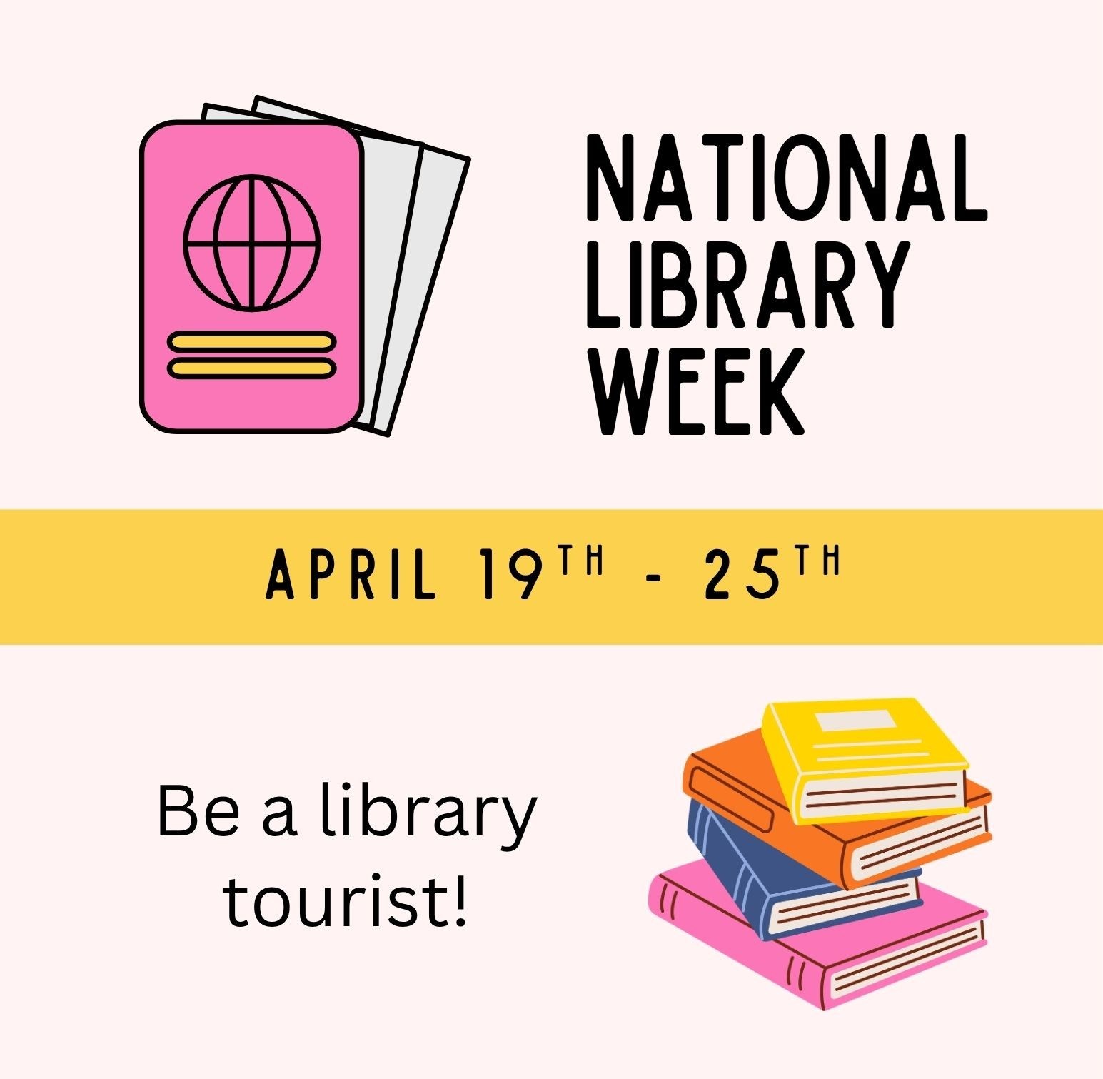 a stack of books and a pink passport