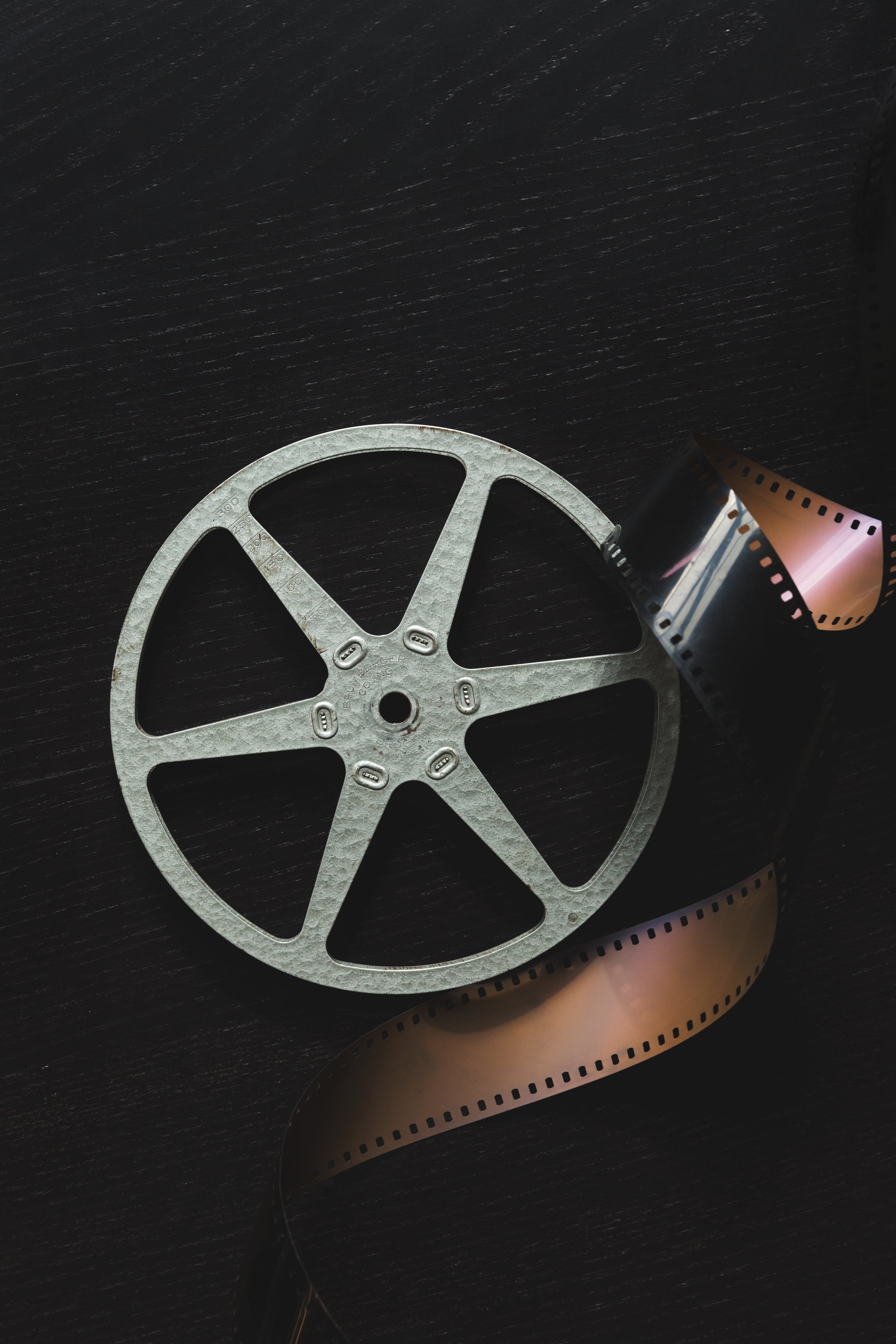 Movie Film Reel on Black Background