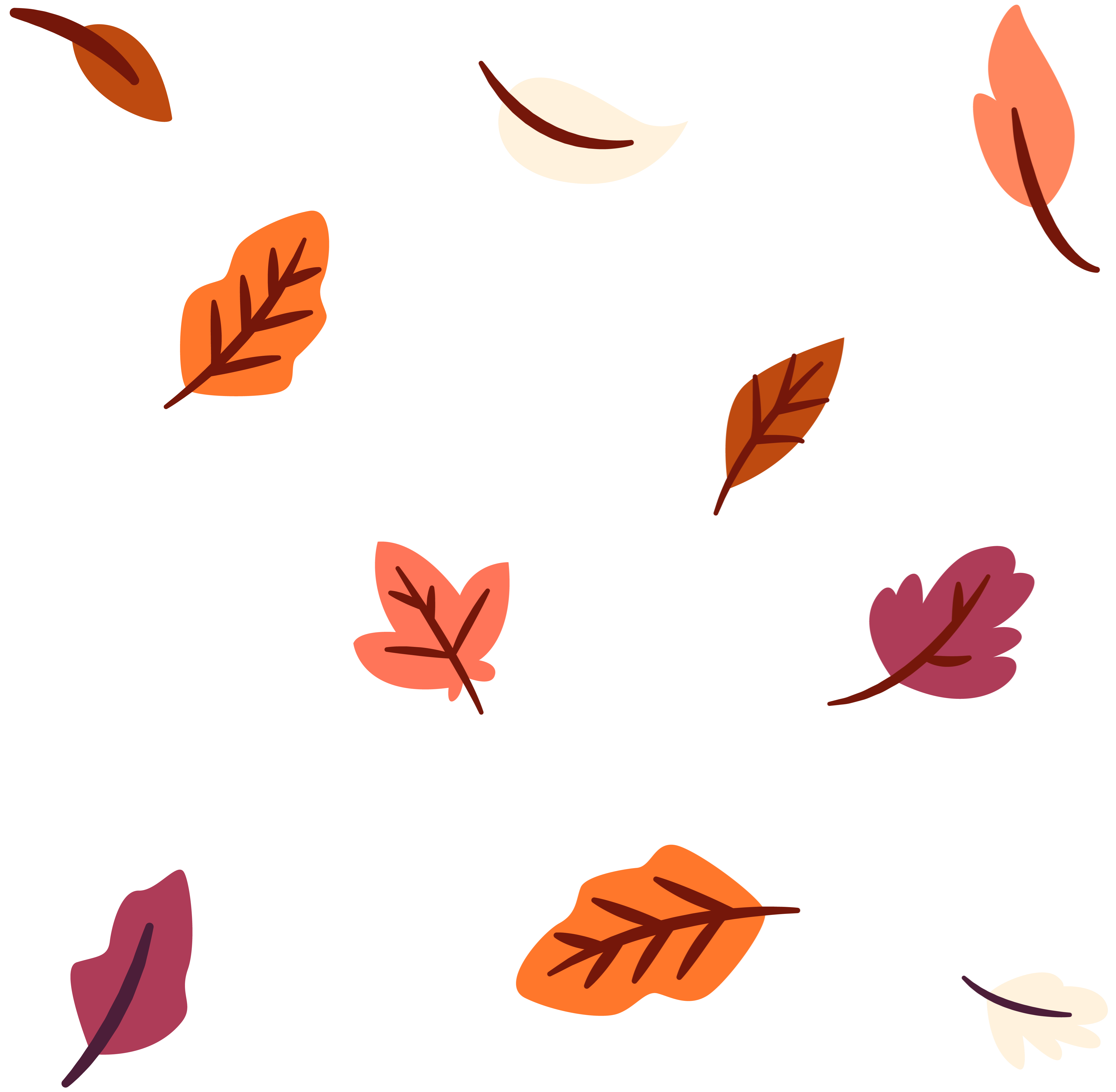 Icons - Falling Leaves - Brown Maroon Orange