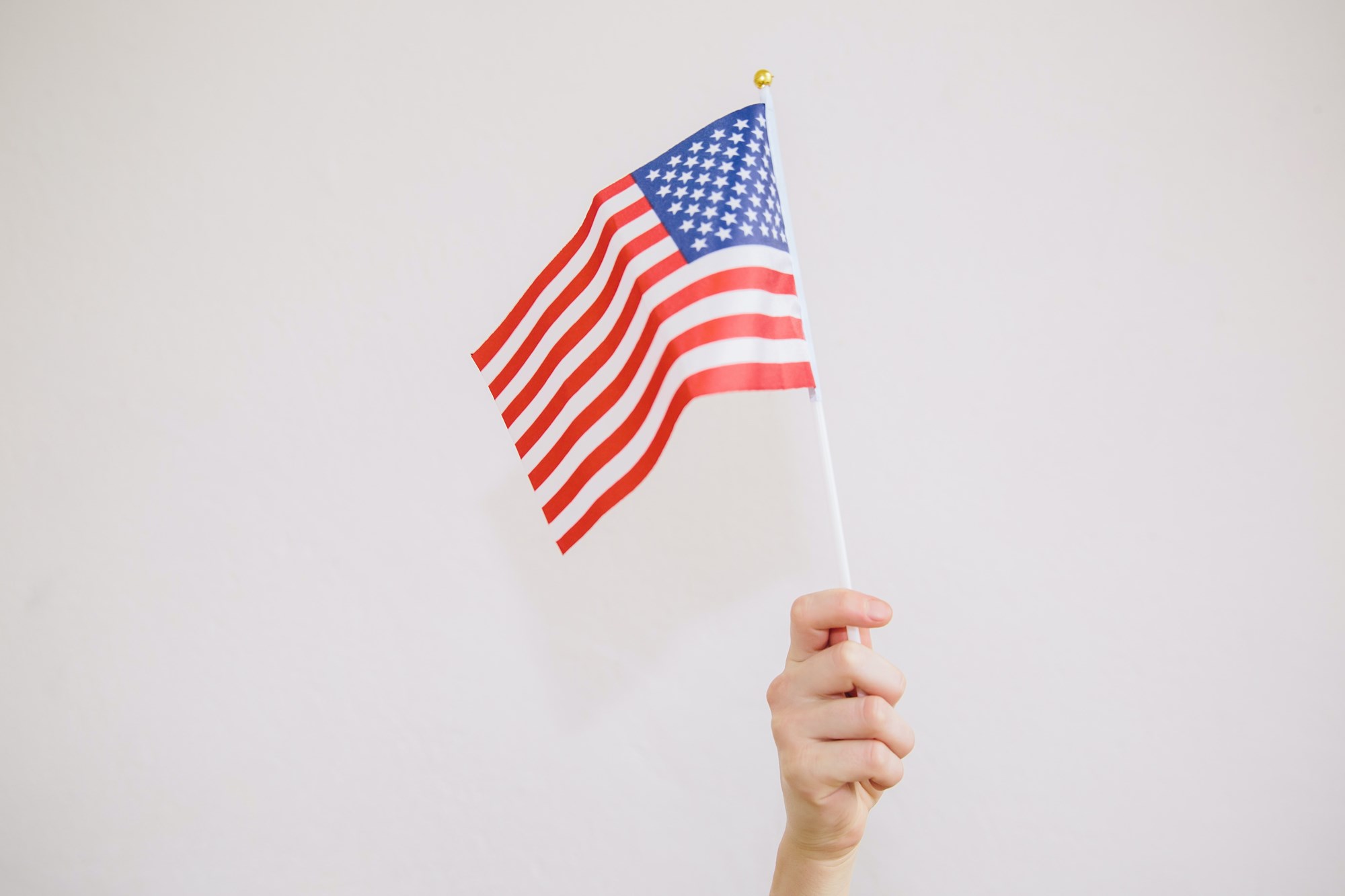 Hand Holding Up an American Flag
